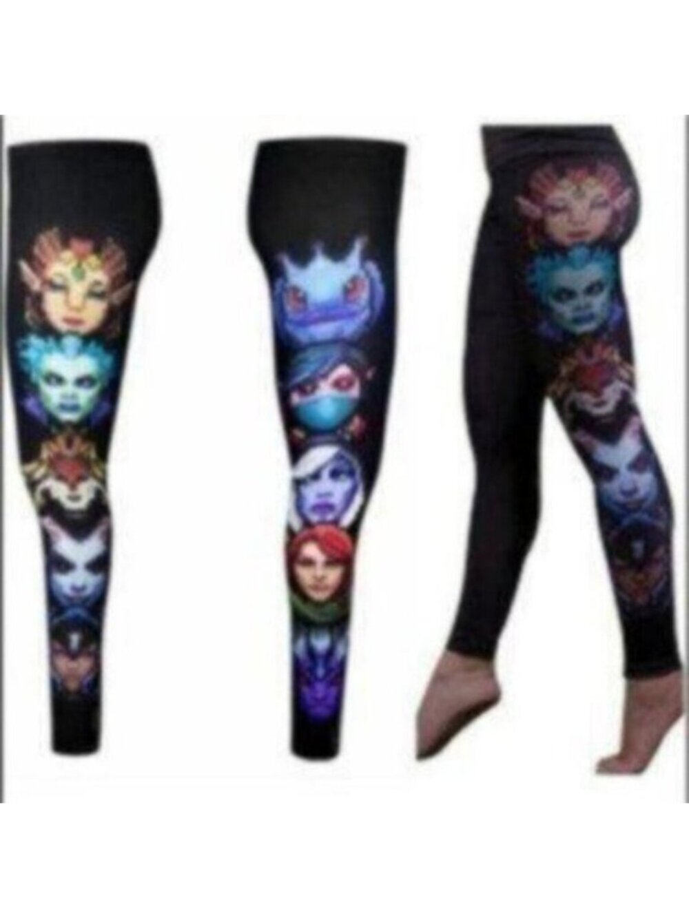 Welovefine Women's Black & Purple Dota 2 Hero Pixelated Leggings Size Medium